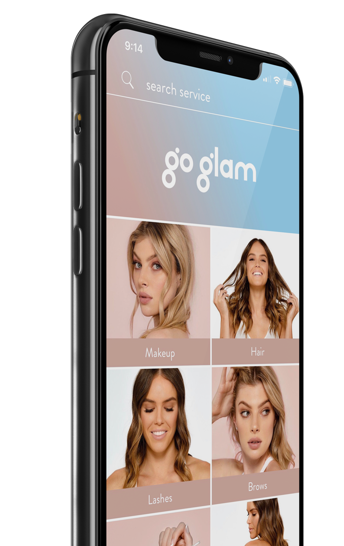 Go Glam App Home Screen