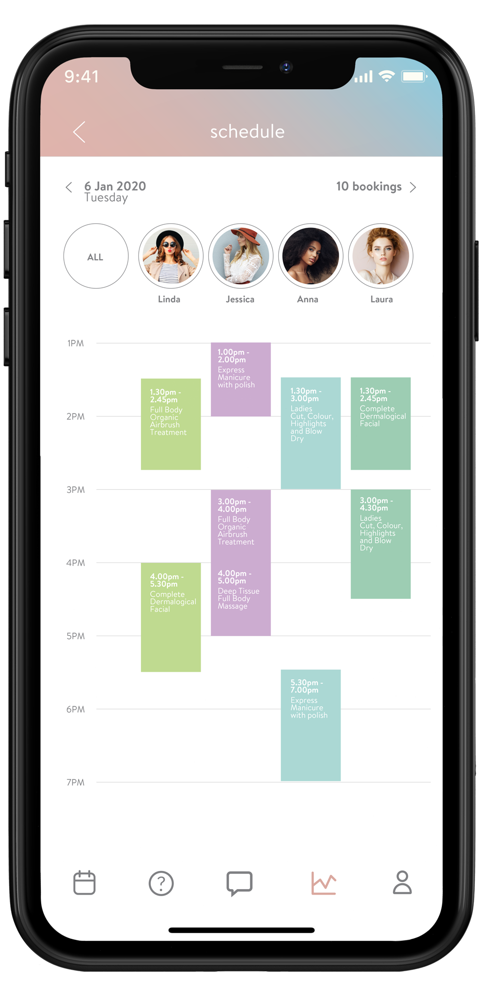 Go Glam App Calendar Screen