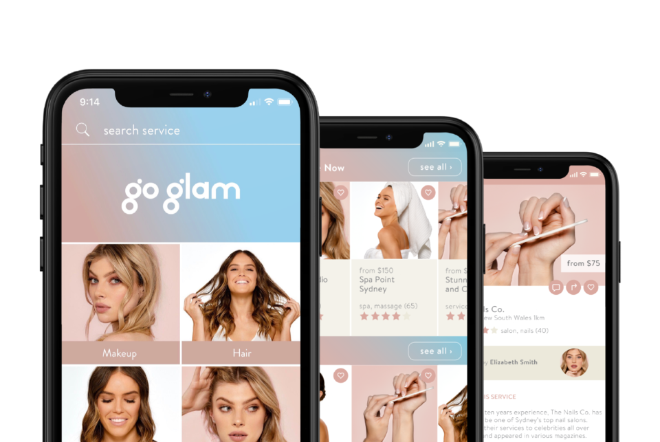 Go Glam App Screens
